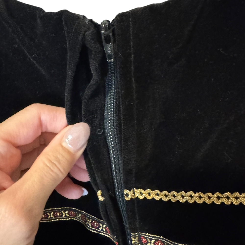 Gunne Sax Jessica McClintock Black‎ Velvet Dress Sailor Holiday Cottagecore S 5 - Picture 8 of 15